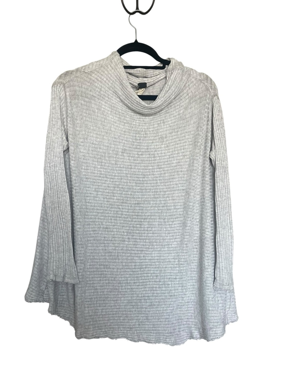 Free People Light Heather Gray Ribbed Cowlneck Sweater